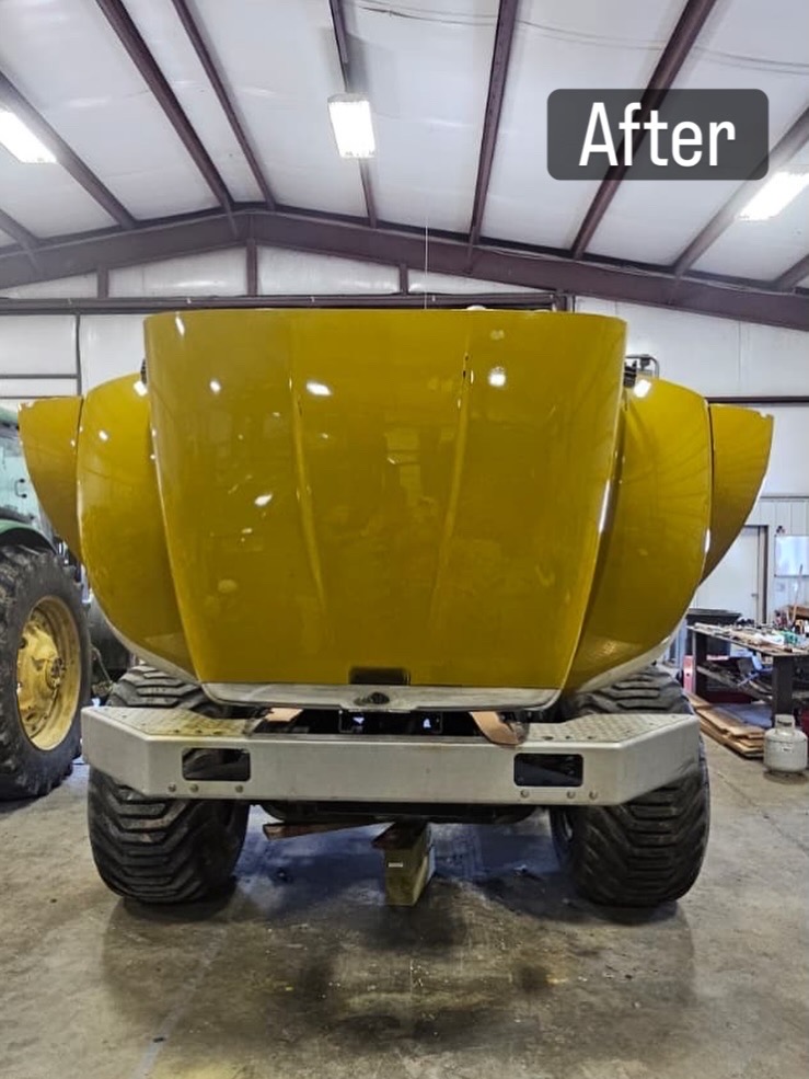 Restored deep red hood with ceramic coating gloss